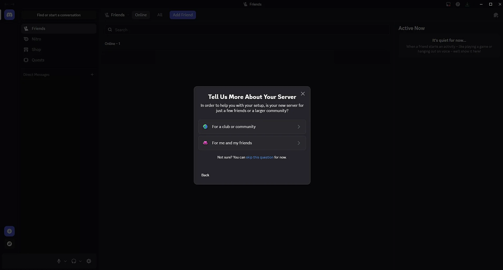 Specify who will use the server or skip the question Image: Specify who will use the server or skip the question