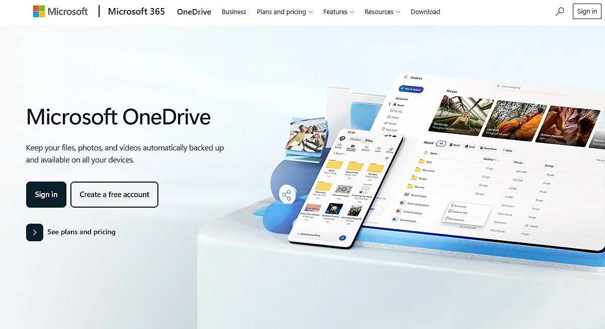 The Microsoft OneDrive website Image: The Microsoft OneDrive website