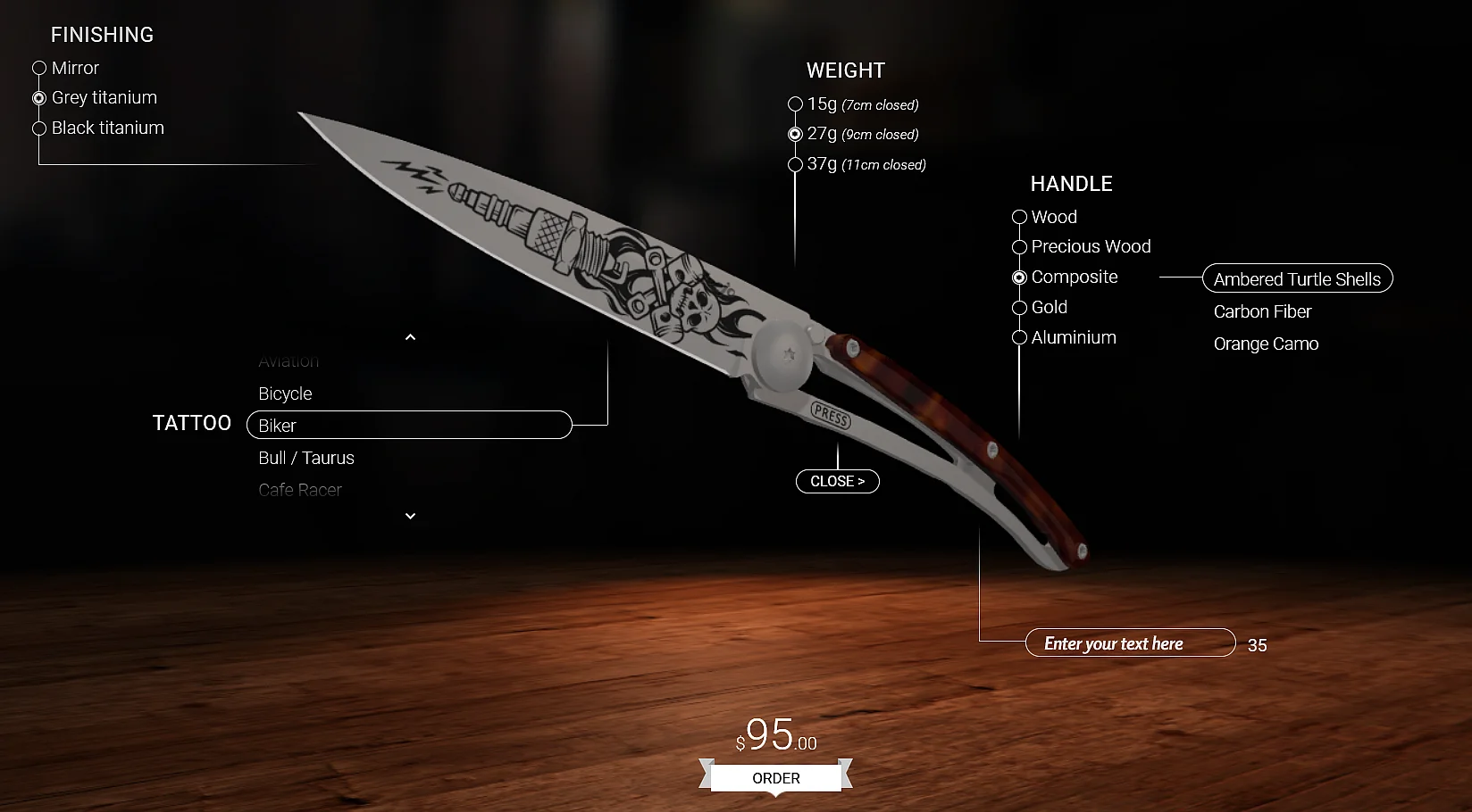 3D knife animation on the Deejo website Image: 3D knife animation on the Deejo website