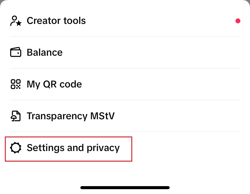 Main TikTok menu under the three-dot icons Image: Main TikTok menu under the three-dot icons
