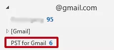 PST archive displayed in Gmail
