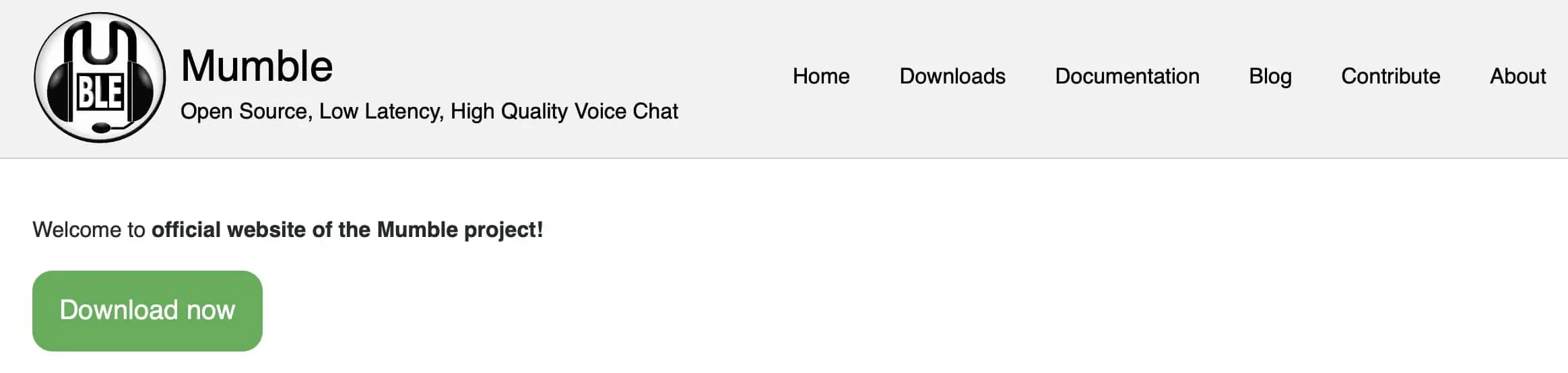 Image: Screenshot of the Mumble website
