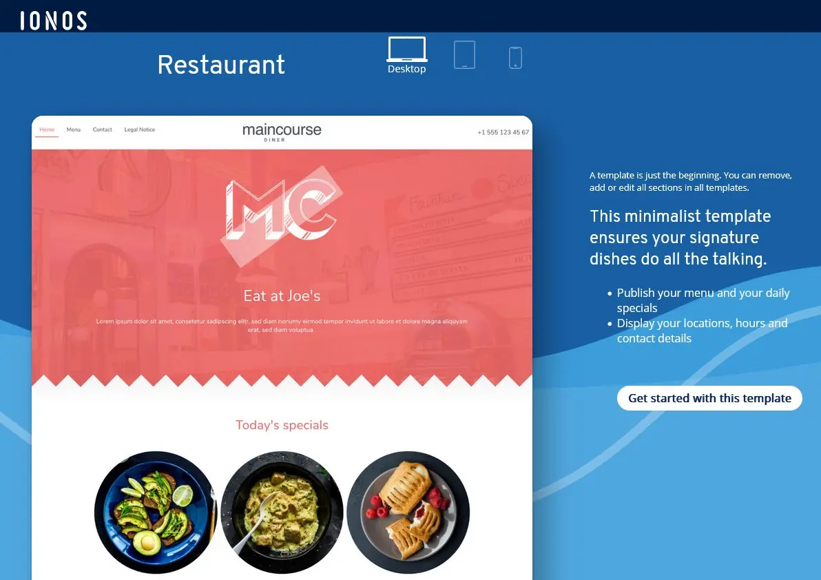 Image: Design templates for restaurant websites