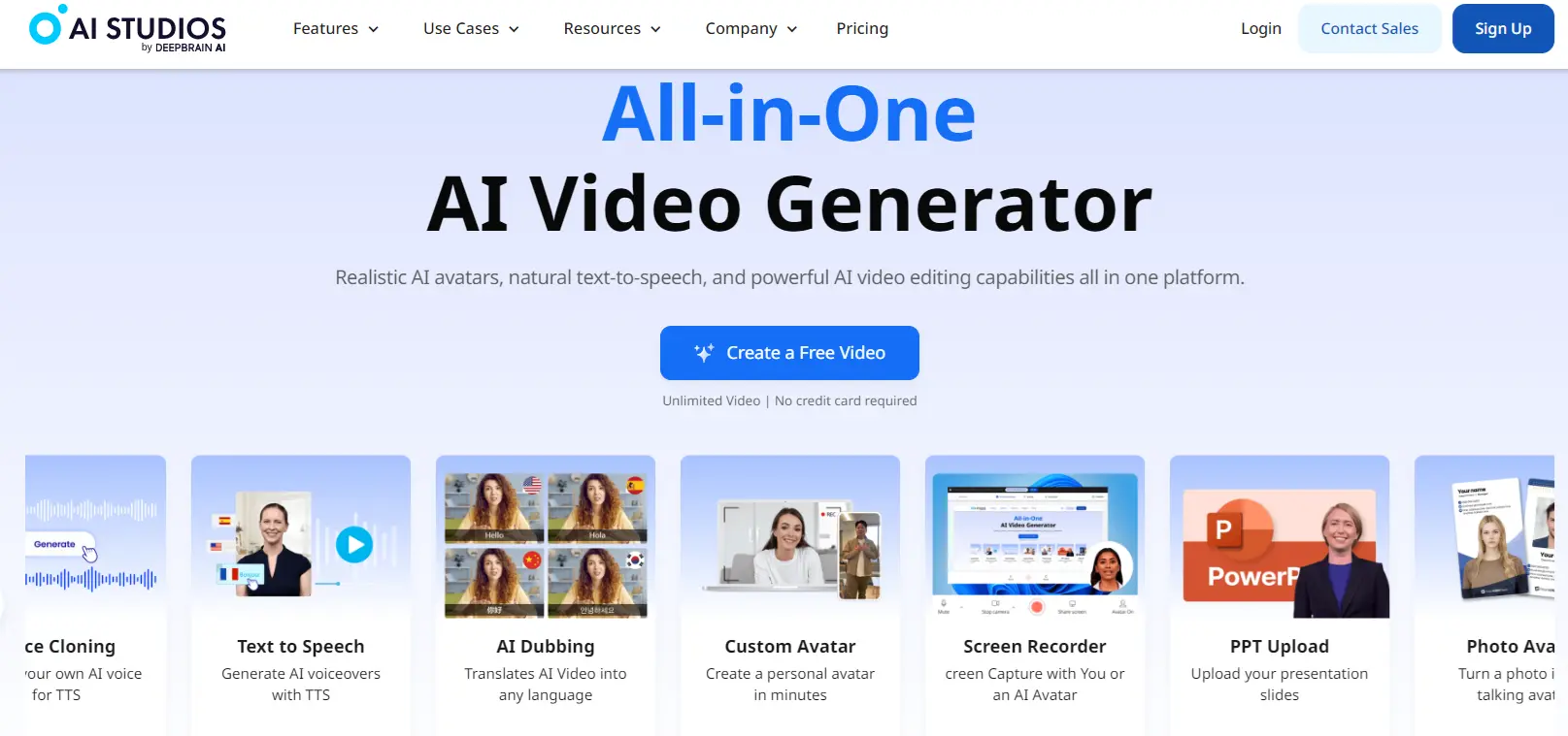 Image: Screenshot of Deepbrain AI website