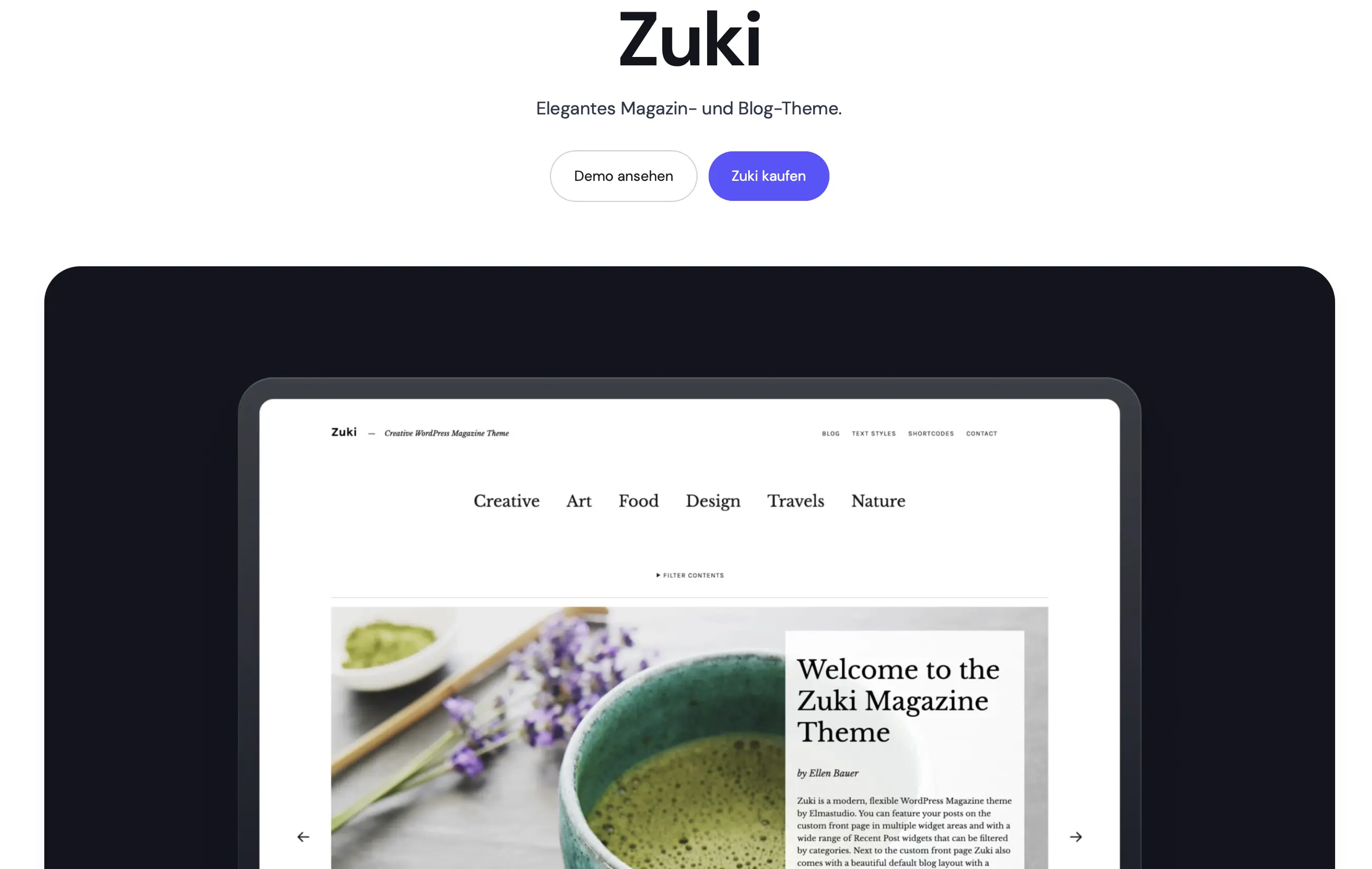 Image: WordPress template Zuki by Elmastudio