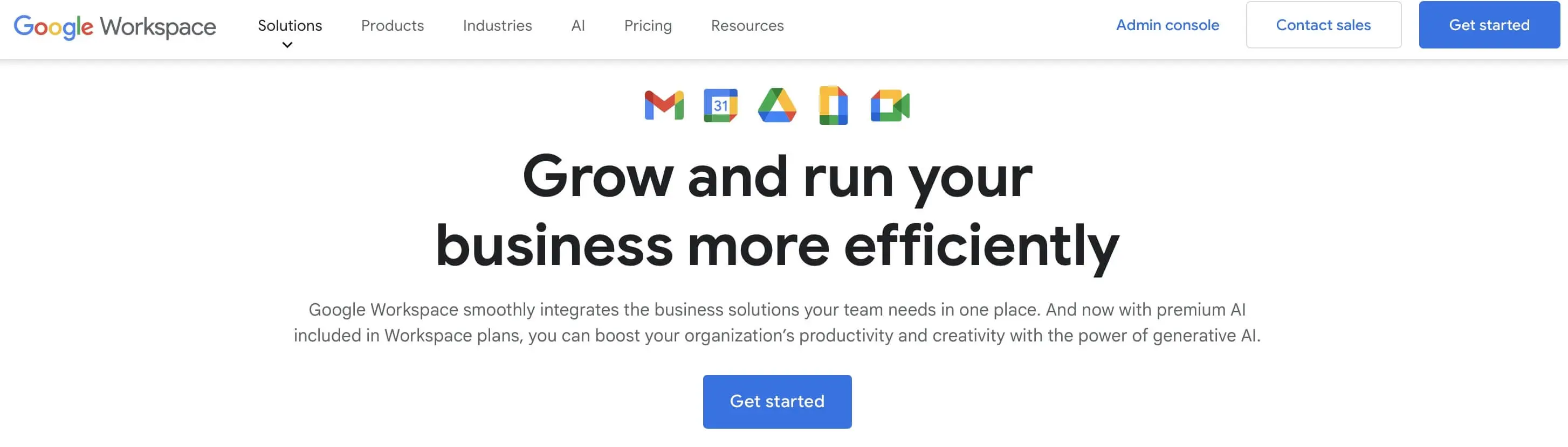 Image: Screenshot of Google Workspace website