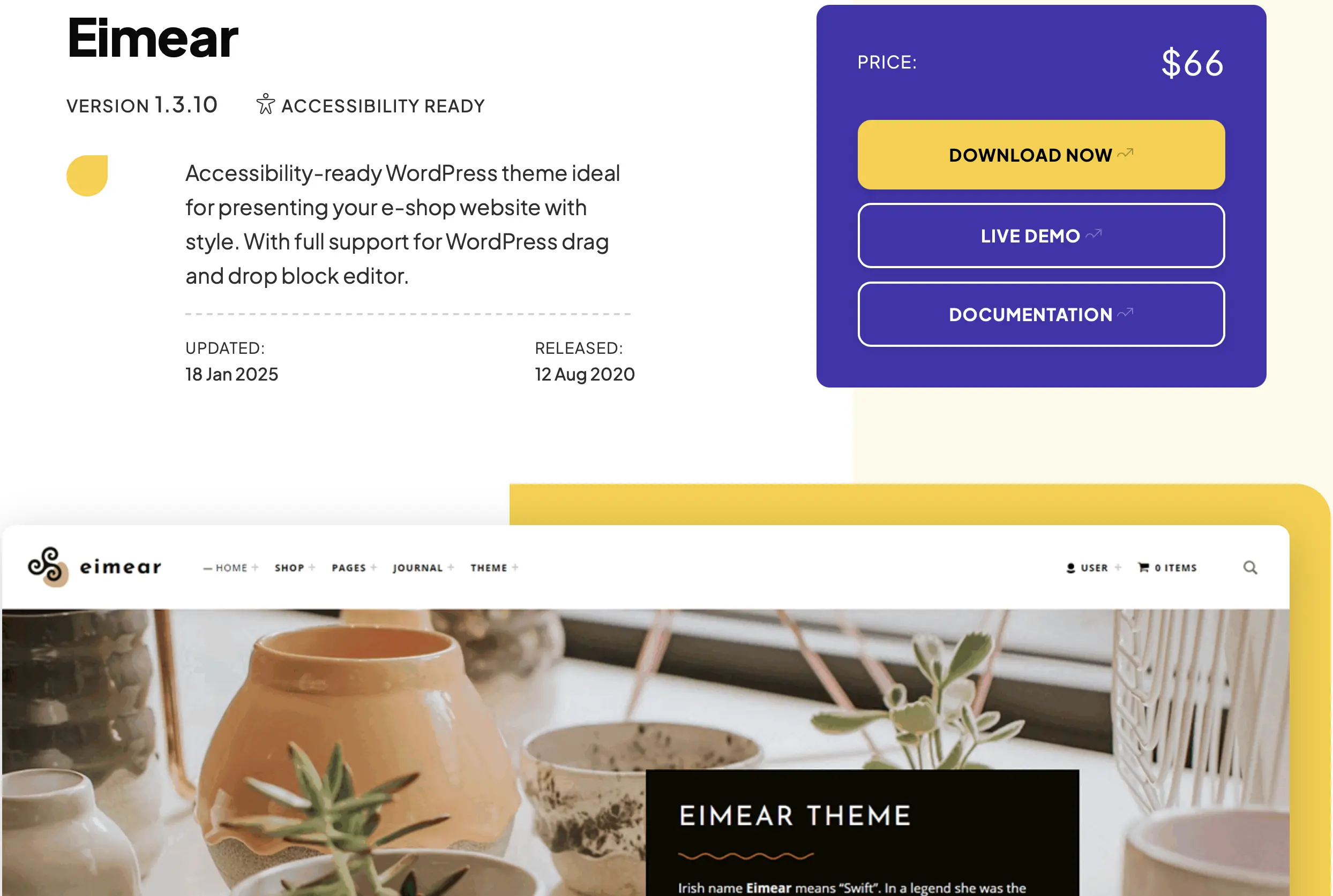 Image: WordPress template Eimear by WebMan Design