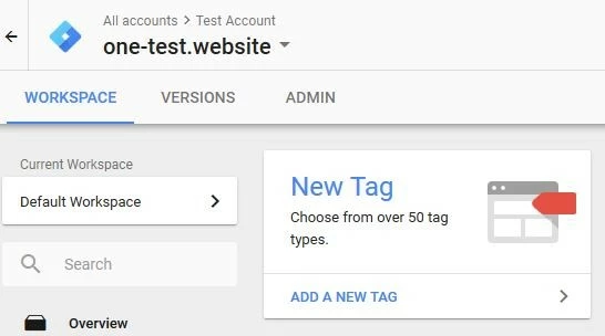Google Tag Manager workspace