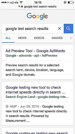 Image: Smartphone Google search with separate card boxes per result