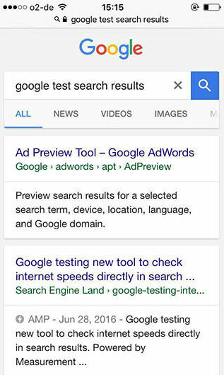 Smartphone Google search with separate card boxes per result