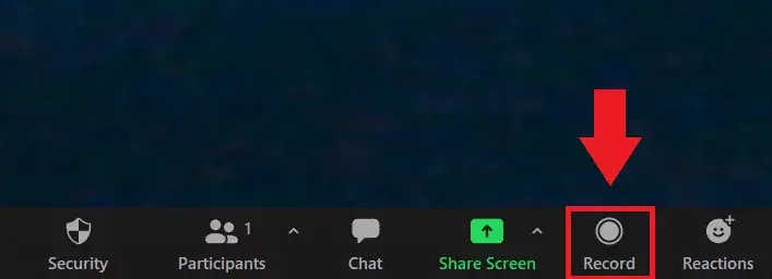 Image: Record a Zoom Meeting by clicking on “Record”