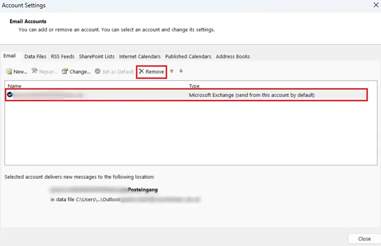Image: Outlook desktop app: Email Accounts