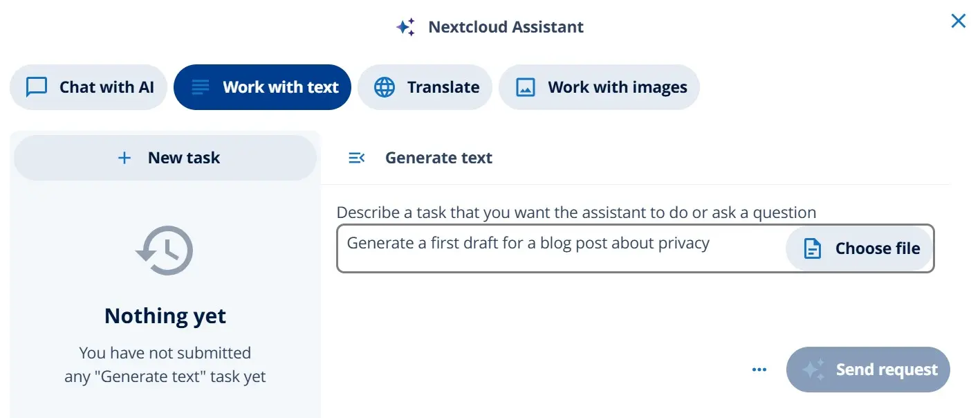 Nextcloud Workspace: Assistant Image: Nextcloud Workspace: Assistant
