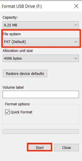 Format your USB stick Image: Format your USB stick