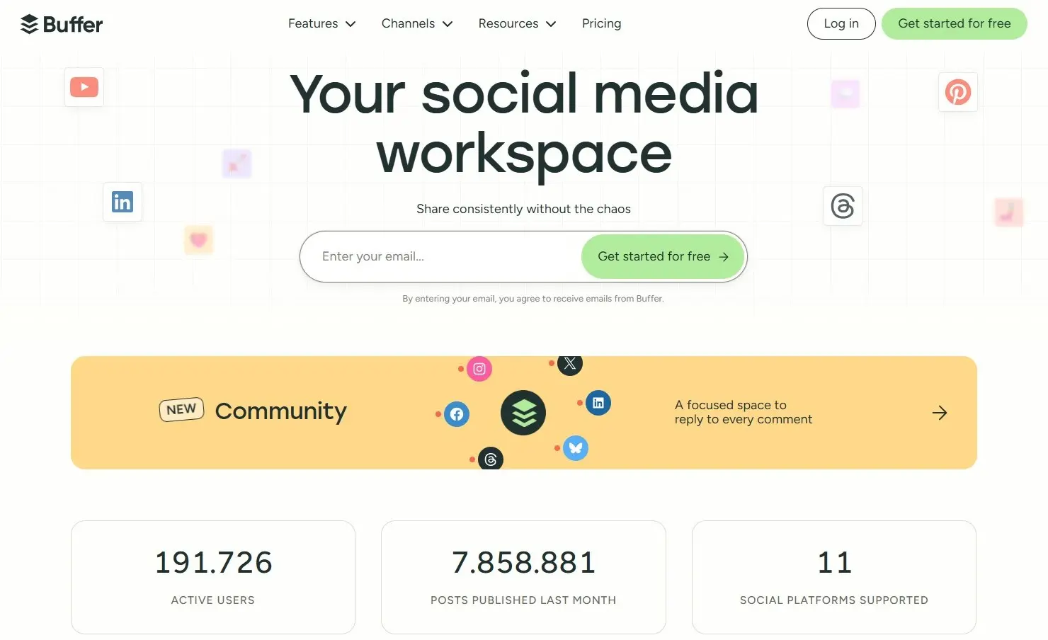 Buffer website Image: Buffer website