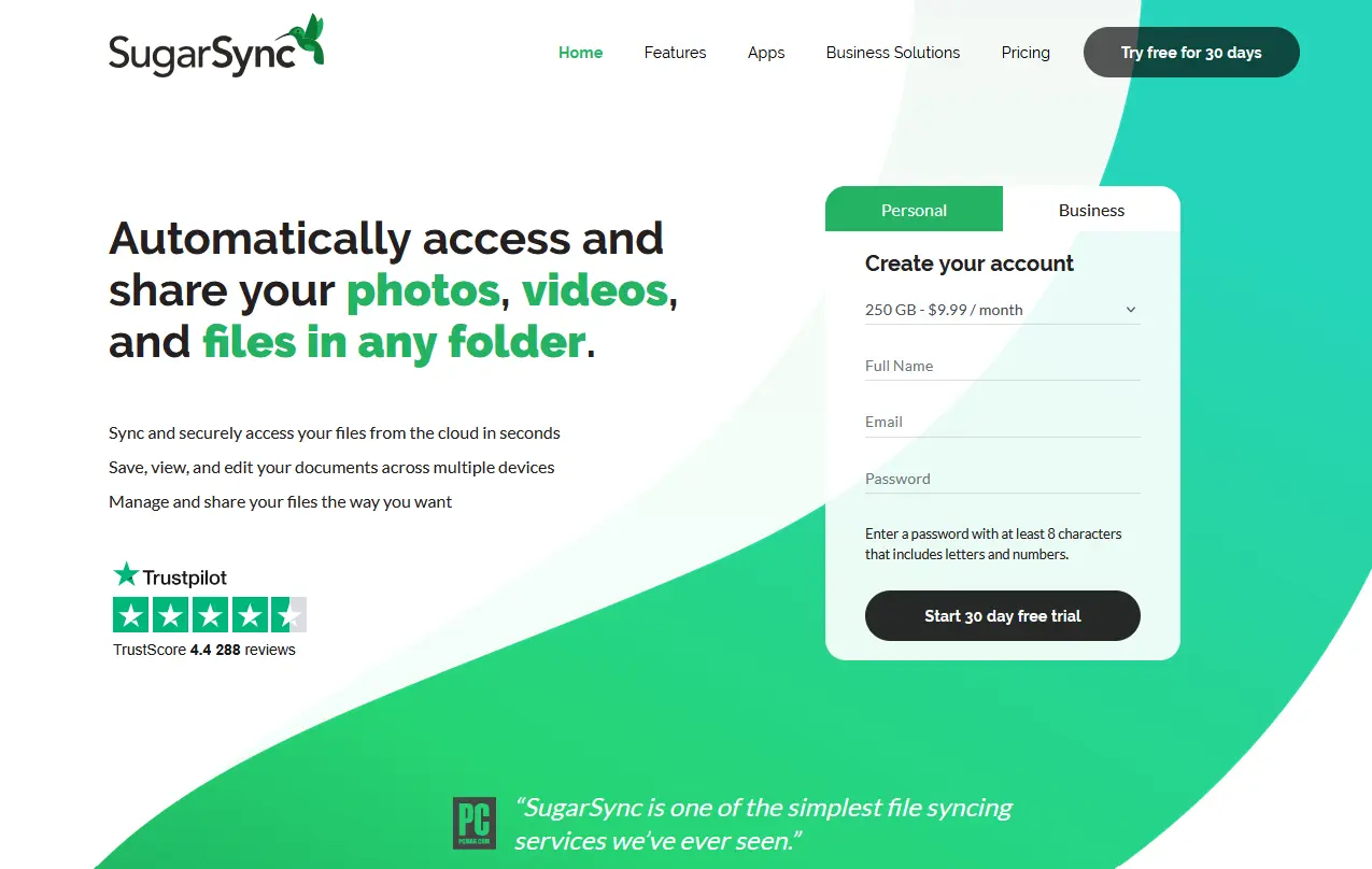 Image: SugarSync website screenshot