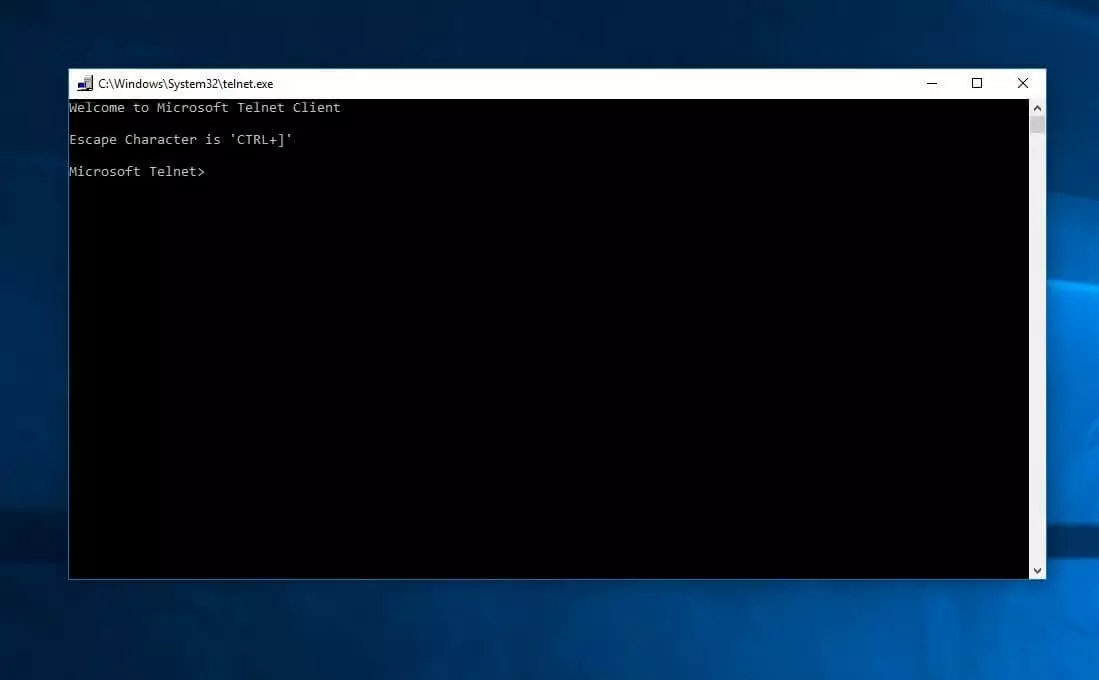 Image: Microsoft Telnet client in Windows 10