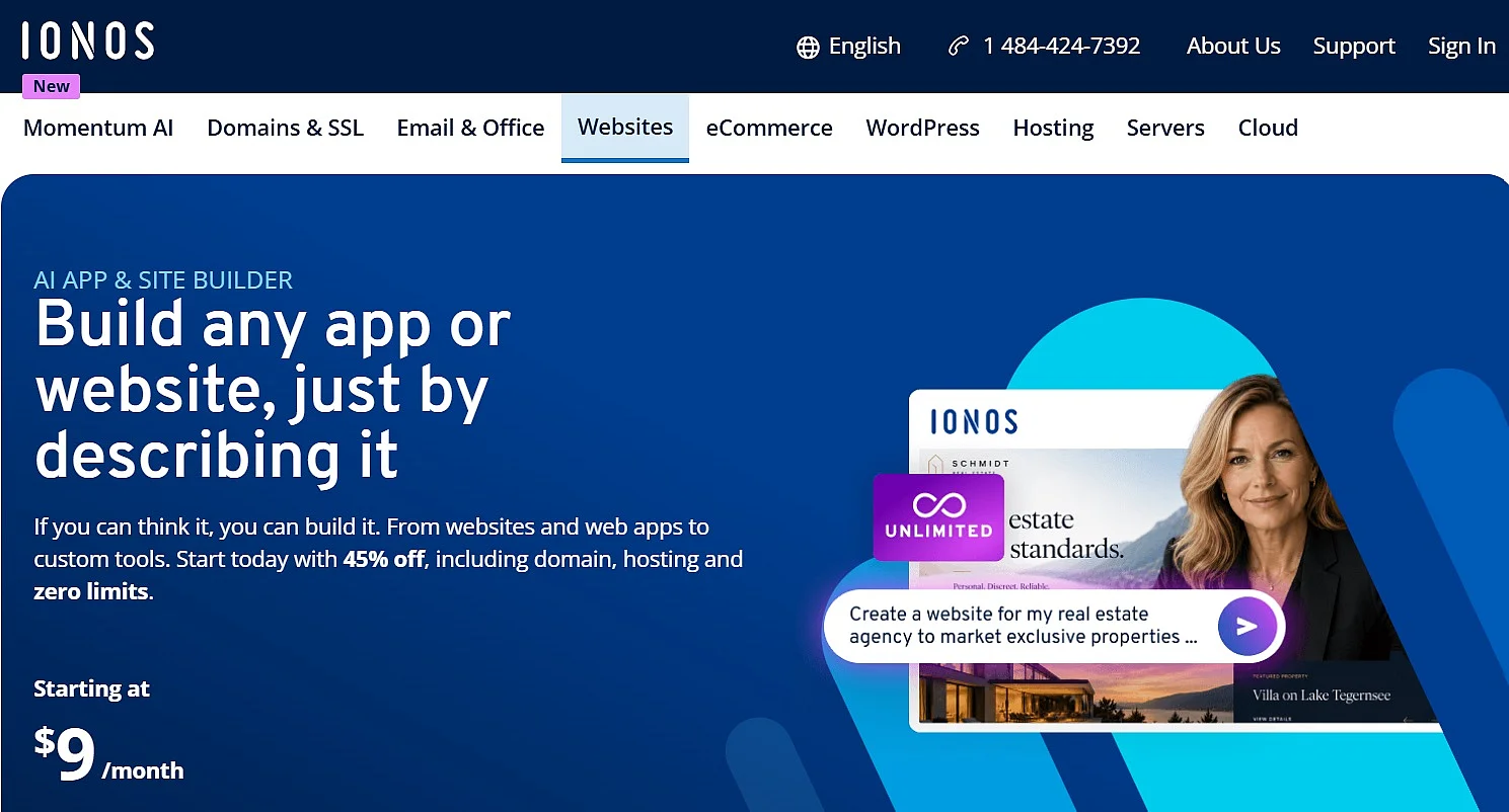 Image: Screenshot of the AI App and Website Builder