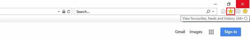 Image: Internet Explorer 11: “View favorites, feeds and history” button