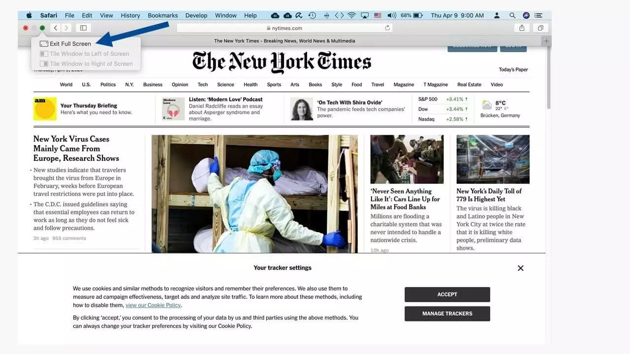 Exit full-screen on a Mac