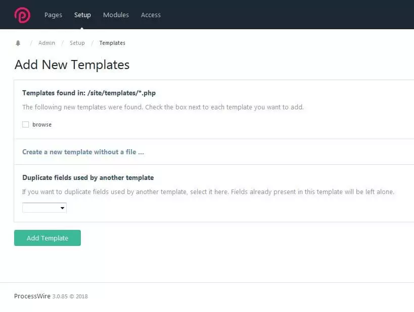 “Add New Templates” menu