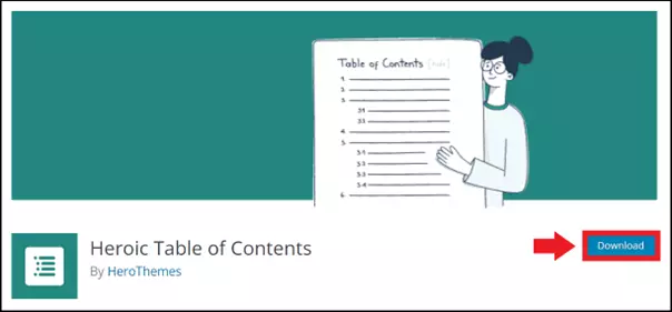 Image: Download page for the “Heroic Table of Contents” plugin