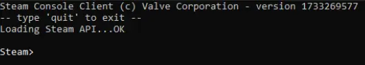 Image: Screenshot of the command prompt: Starting SteamCMD
