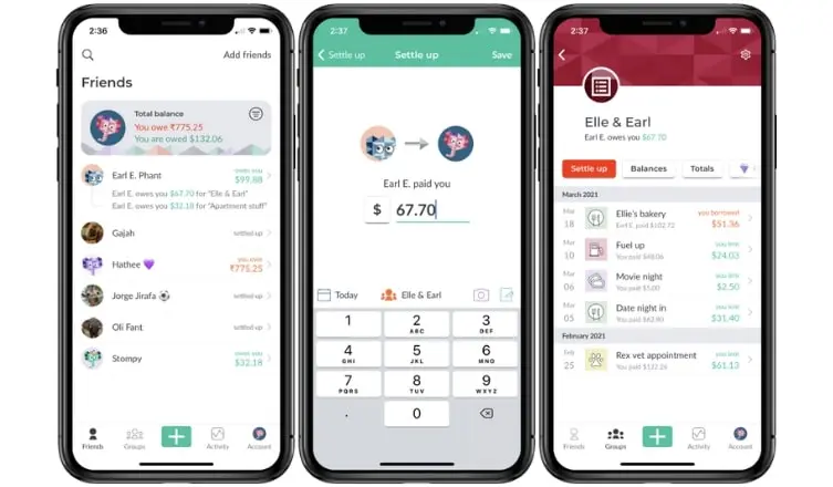 Screenshots of the Splitwise App Image: Screenshots of the Splitwise App