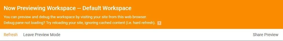 Google Tag Manager: active preview mode message