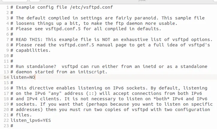 Image: Snippet of the vsftpd.conf file