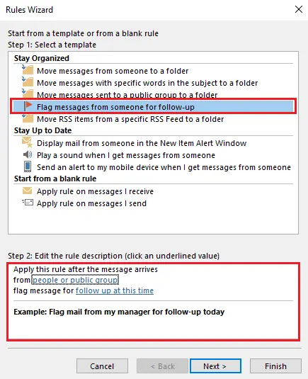 Outlook Rules Assistant: Flag messages Image: Outlook Rules Assistant: Flag messages