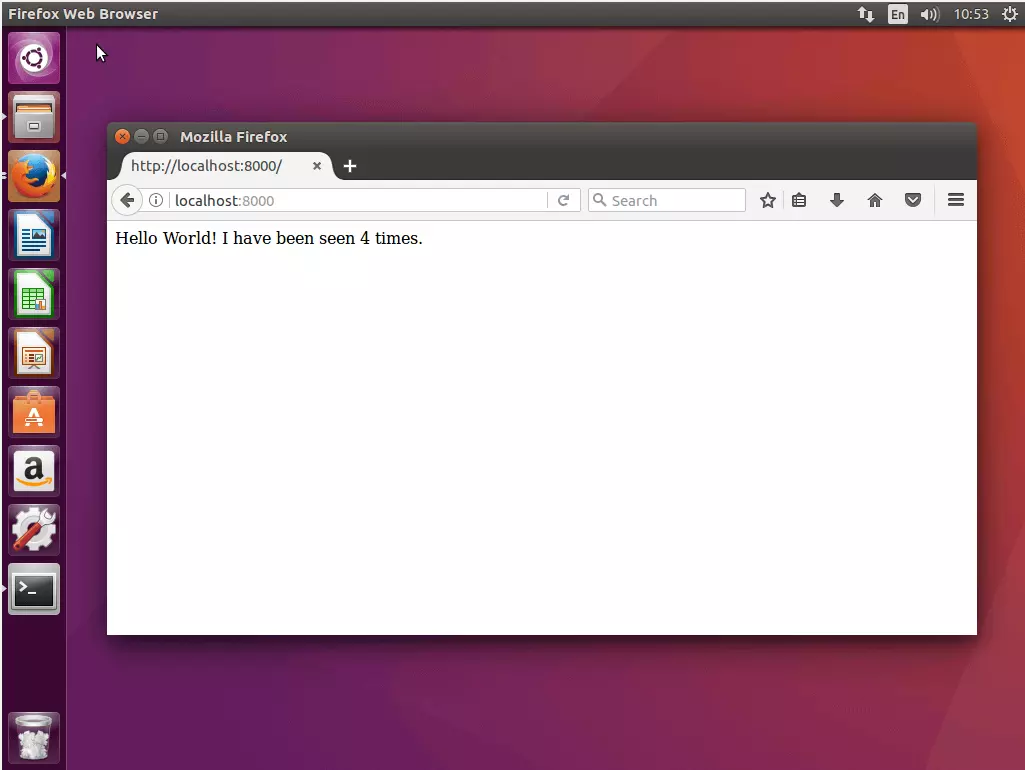 Image: The multi-container app “stackdemo” in the web browser