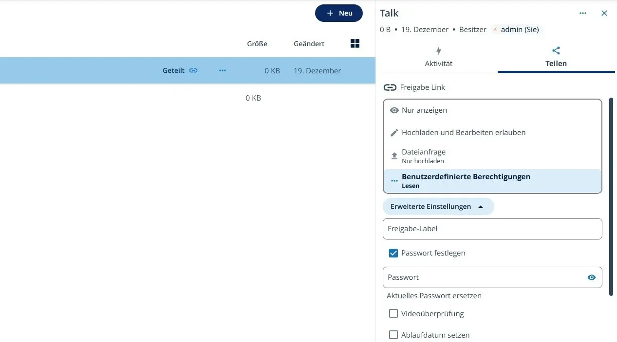 Nextcloud: custom permissions when sharing a folder Image: Nextcloud: custom permissions when sharing a folder
