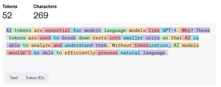 OpenAI: Tokenizer text example Image: OpenAI: Tokenizer text example