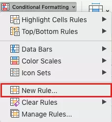New rule for conditional formatting