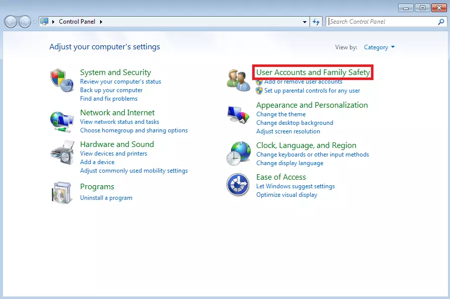 Windows 7 Control Panel