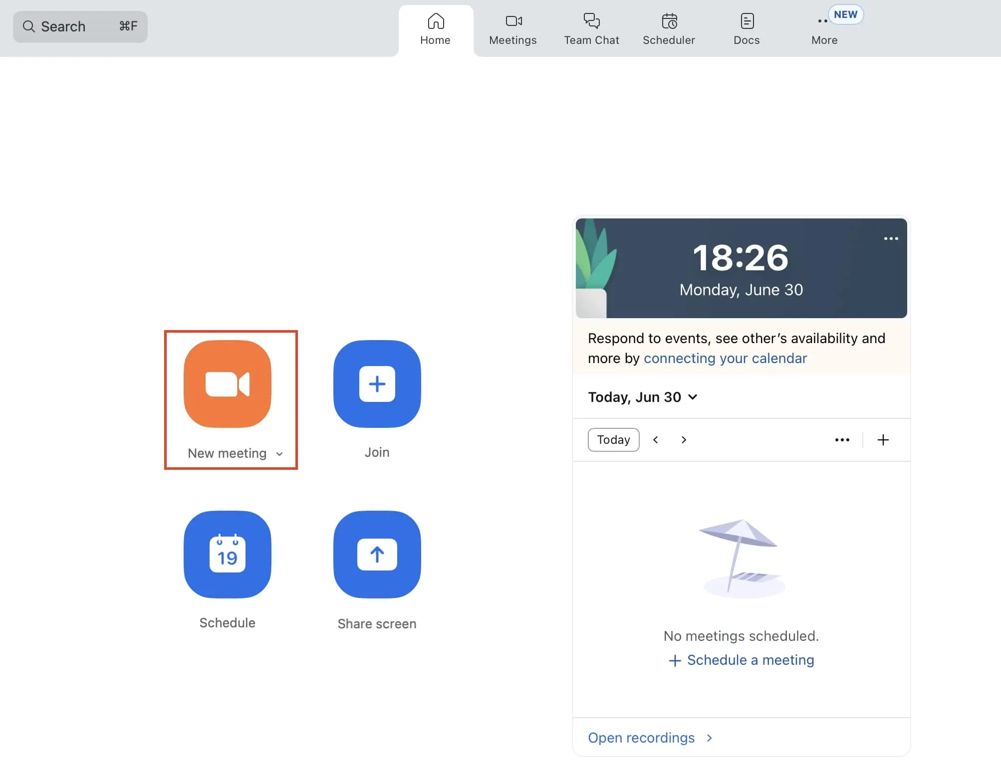 Image: Set up a meeting in the Zoom desktop app
