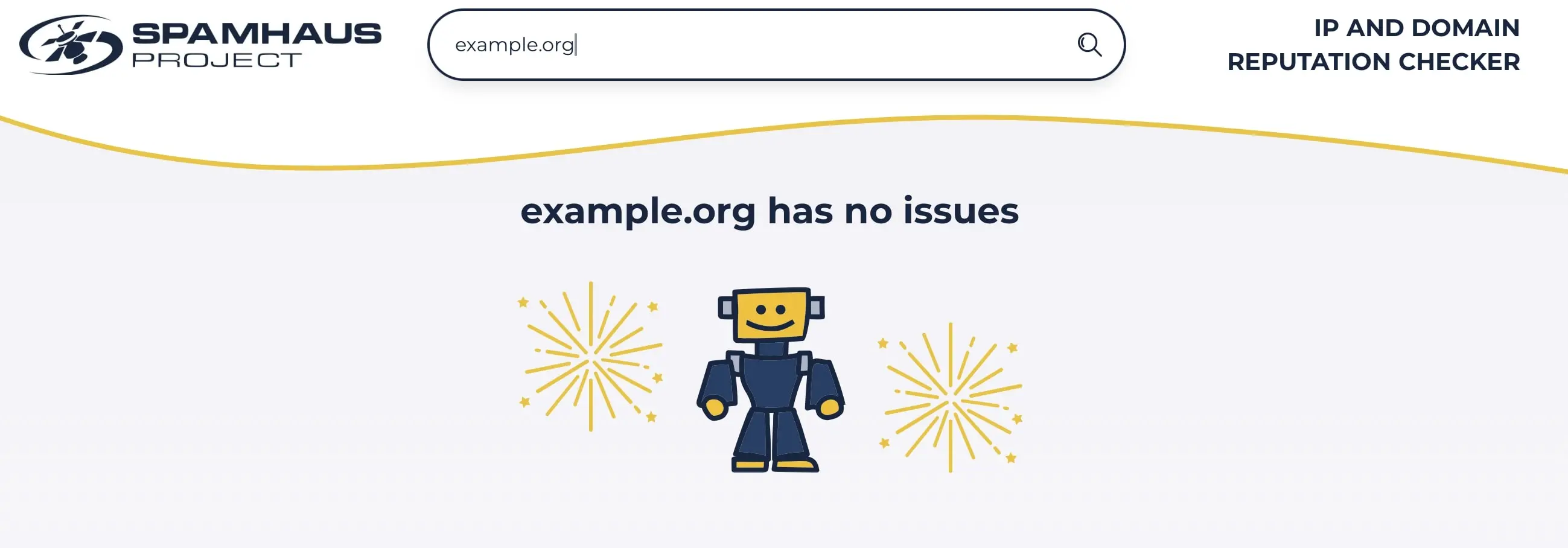 Image: Screenshot of the Spamhaus Domain Check Result