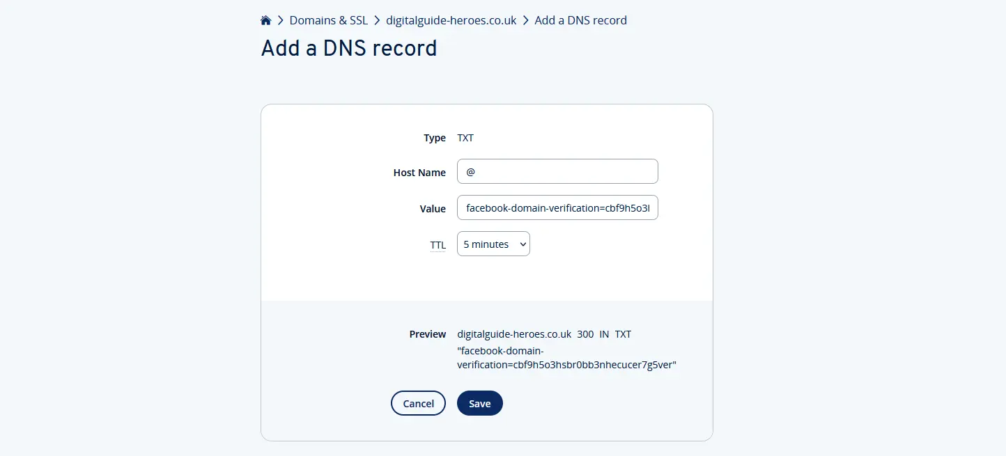 Add a DNS record in a IONOS account Image: Add a DNS record in a IONOS account