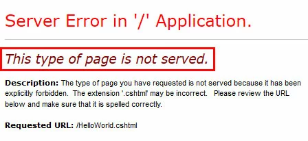 Message “This type of page is not served”