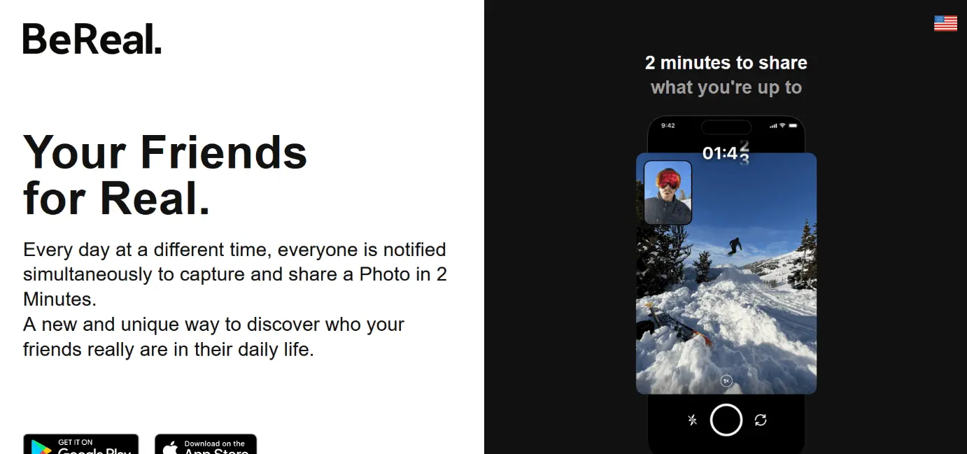 Screenshot of the BeReal website Image: Screenshot of the BeReal website