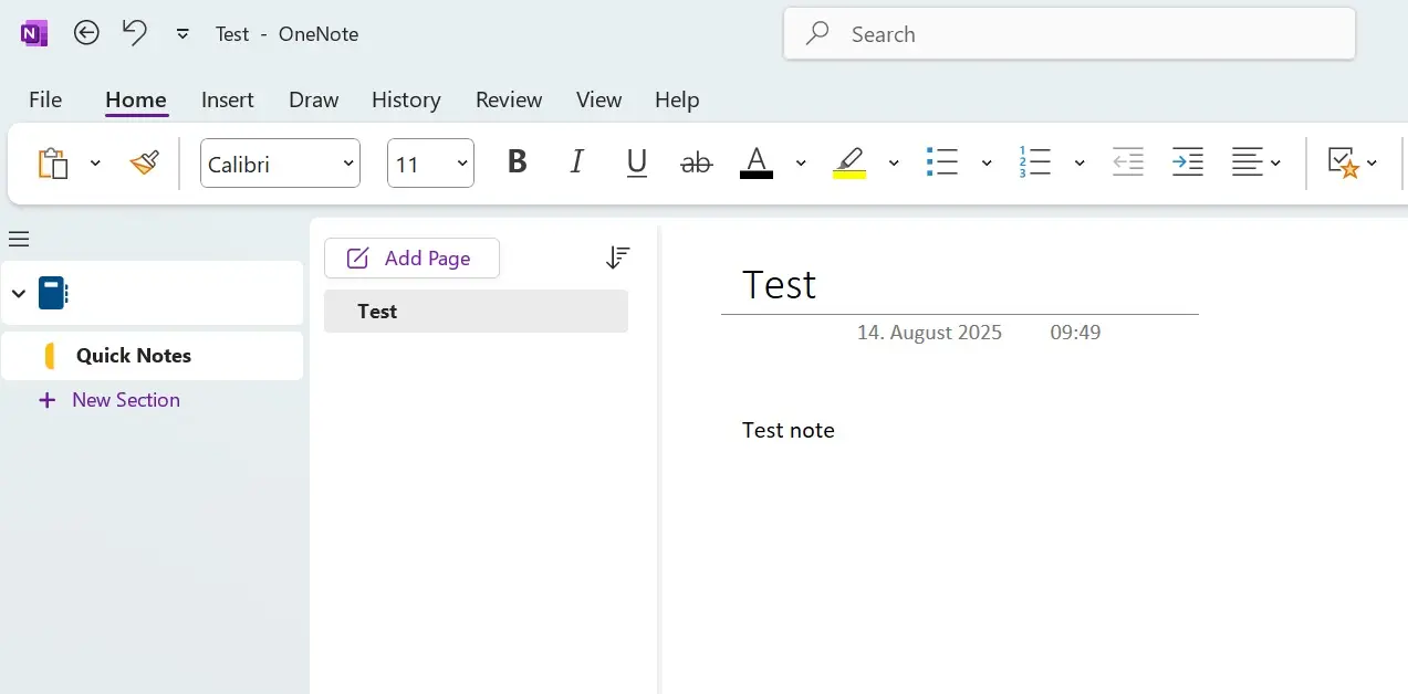 Screenshot of OneNote Image: Screenshot of OneNote