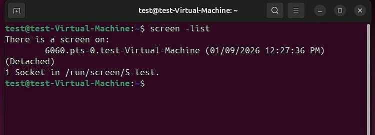 Image: List of active screen sessions with screen