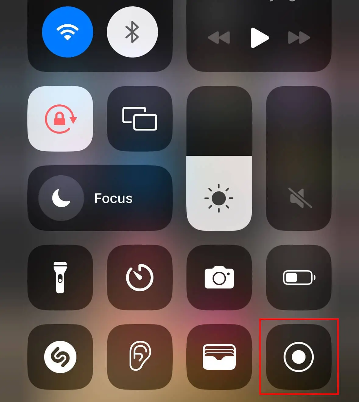 Image: Screen recording button in the iOS Control Center