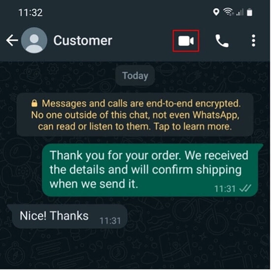 Image: Android: camera symbol in WhatsApp chat