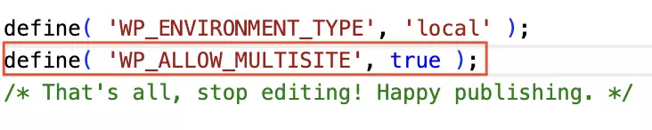 wp-config.php file with the added code line Image: wp-config.php file with the added code line