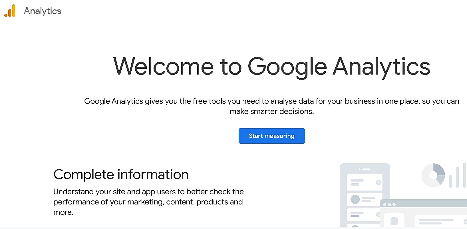 Image: Google Analytics information page