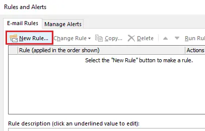 Outlook: The Rules and Alerts dialog box Image: Outlook: The Rules and Alerts dialog box