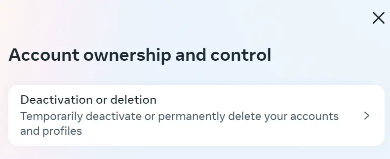 Image: Menu “Account ownership and control”