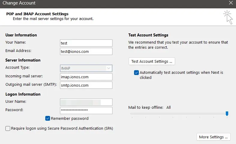 POP and IMAP Account Settings in Outlook Image: POP and IMAP Account Settings in Outlook